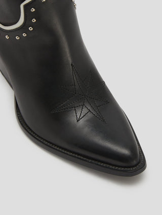 ALISON 80MM WESTERN BOOT IN BLACK VACCHETTA - Woman